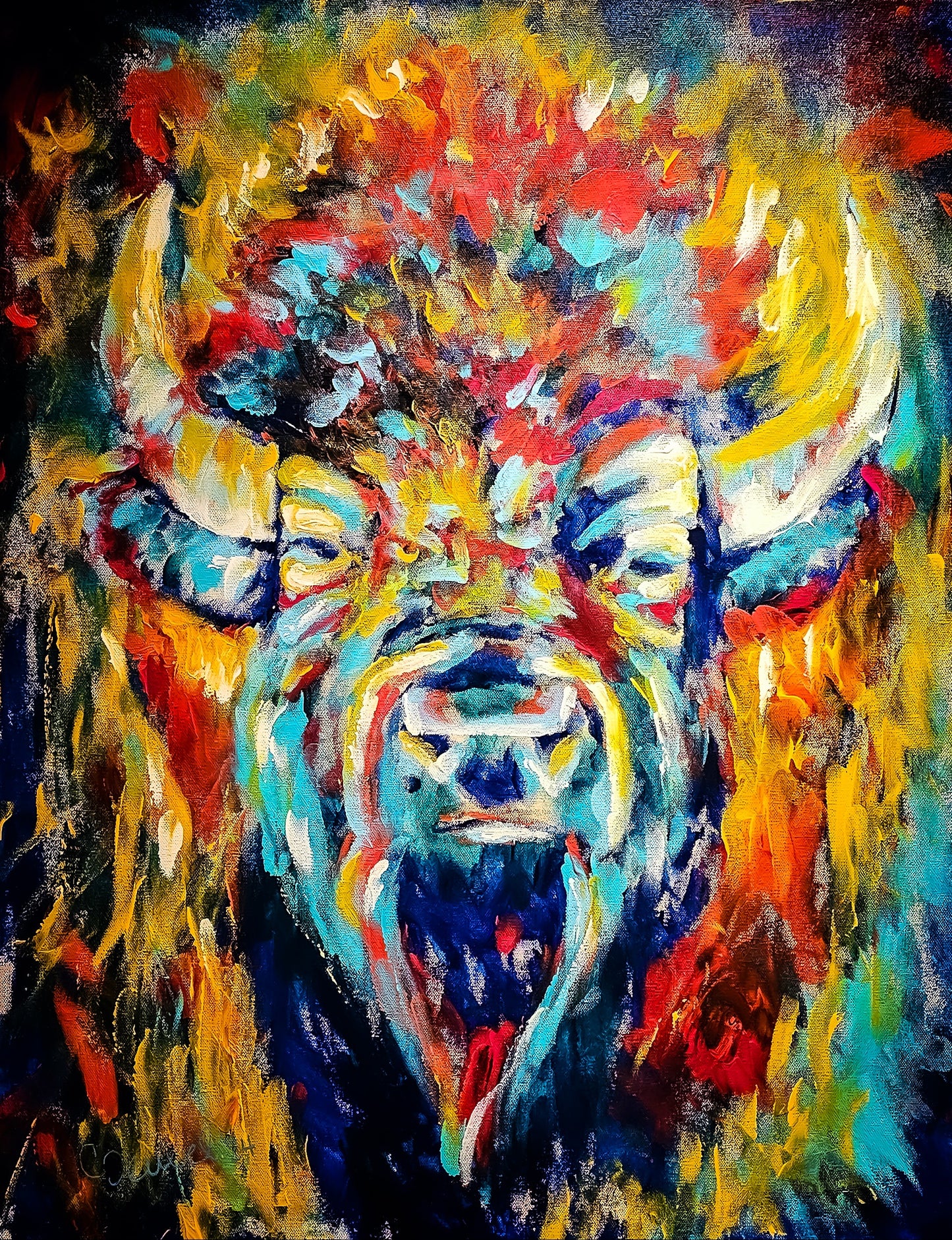 Untamed Spirit - Fingerpainted Fine Art Bison