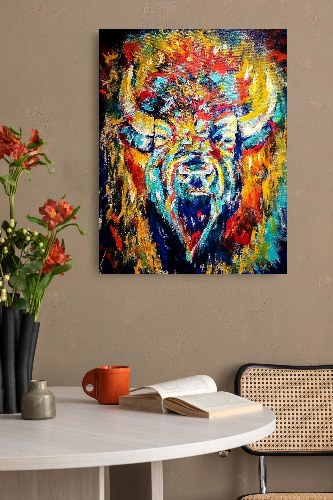 Untamed Spirit - Fingerpainted Fine Art Bison