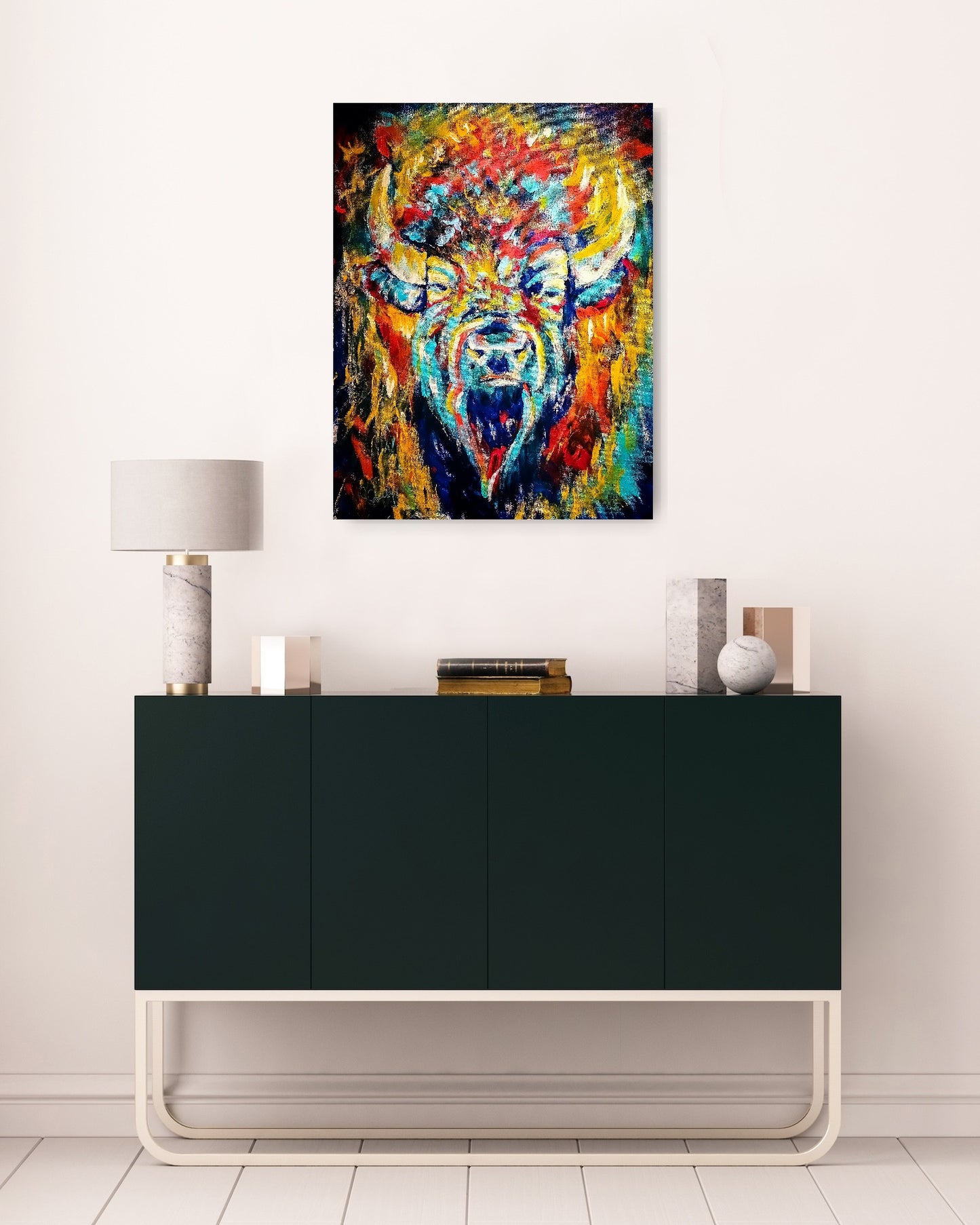 Untamed Spirit - Fingerpainted Fine Art Bison